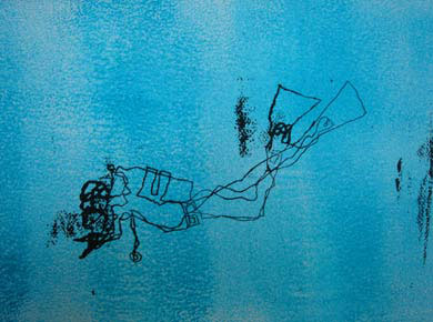 Aquarell auf Papier / Ölpause „Eistaucher 1907“ 32x24