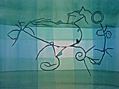 Aquarell auf Papier „Filigraner Zusammenhalt 21607“ 32x24