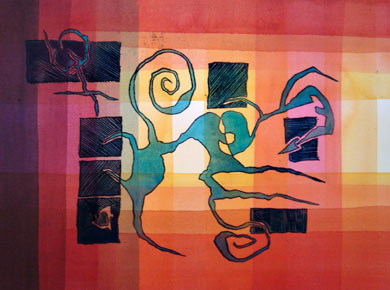 Aquarell auf Papier „Wenn die Sonne was Groteskes formt 22607“ 32x24