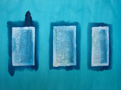 Aquarell auf Papier „Drei Gruppen 25307“ 32x24