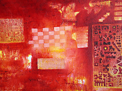 Öl auf Leinwand „Rote Geschichten“ 127x63
