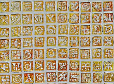 Öl auf Holz „Neues Alphabet“ 100x80