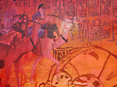 Öl auf Holz (Detail) „Geschichten über einen Kontinent“ 217x43