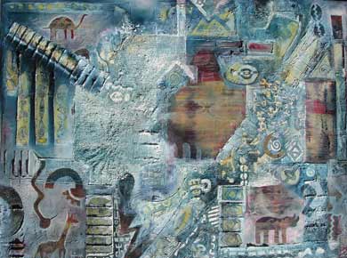 Öl auf Leinwand „Newspaper Rock“ 100x74