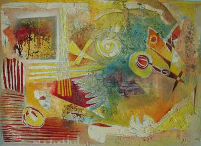 Öl auf Leinwand „Yellow Cross“ 70x50