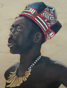 Öl auf Holz „Mangbetu“ 20x20