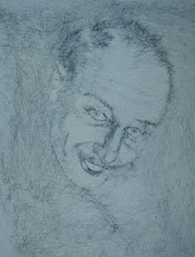 Öl und Bleistift auf Papier „Gusti“ 50x70