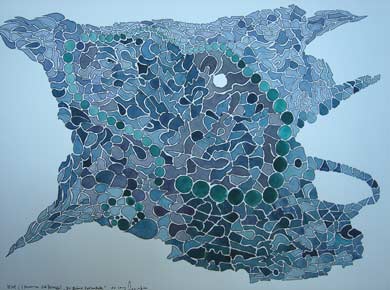 Aquarell auf Papier „Die grüne Perlenkette 15407“ 32x24