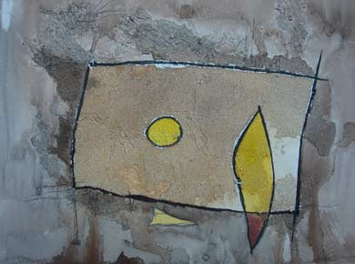 Aquarell und Sand auf Papier „Der Kopf des Karierten 17407“ 32x24