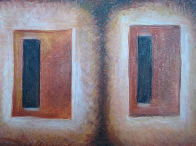 &nbsp;Wachskreide auf Papier „Zwei Kommoden 4907“ 32x24